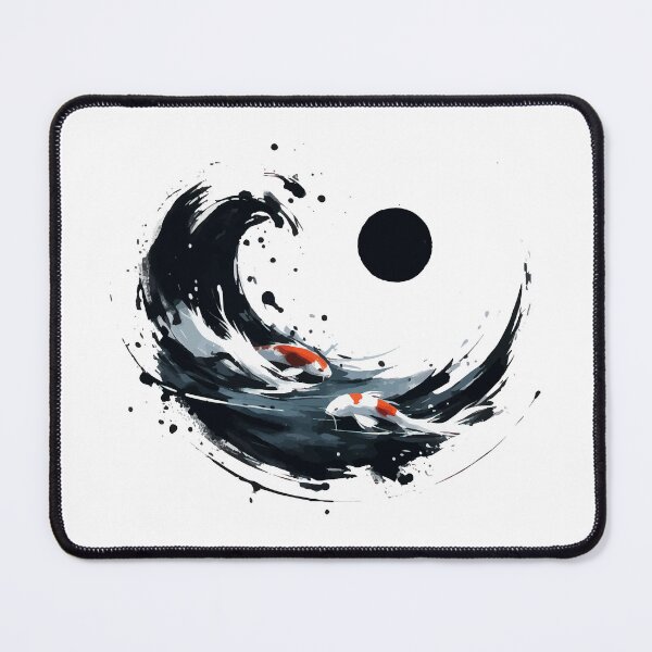 Item preview, Sumie Japanese Brushstroke Koi Fish Pond designed and sold by TomFrontierArt.