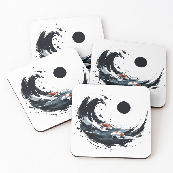 Aperçu de l'œuvre Étang à poissons Koi à coup de pinceau japonais Sumie créée et vendue par TomFrontierArt.
