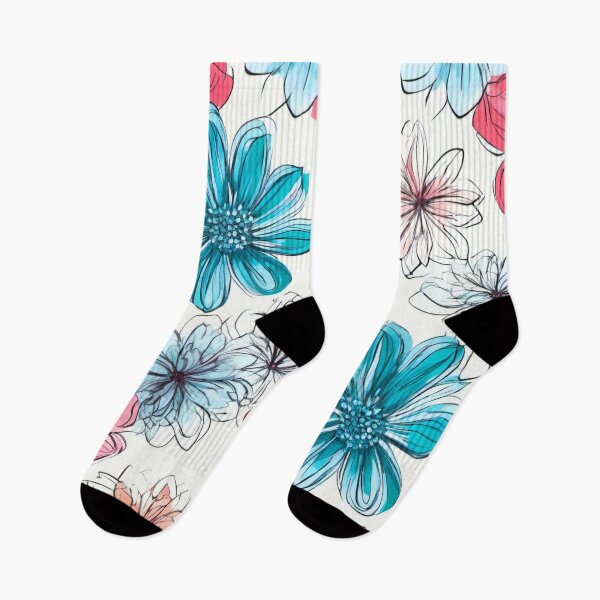 Item preview, stylized red blue flower patterns designed and sold by janjacbu.