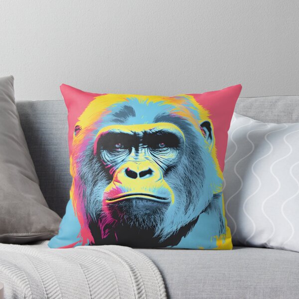 Item preview, Gorilla portrait art. animal colorful. Animal throw pillow.  designed and sold by formform.