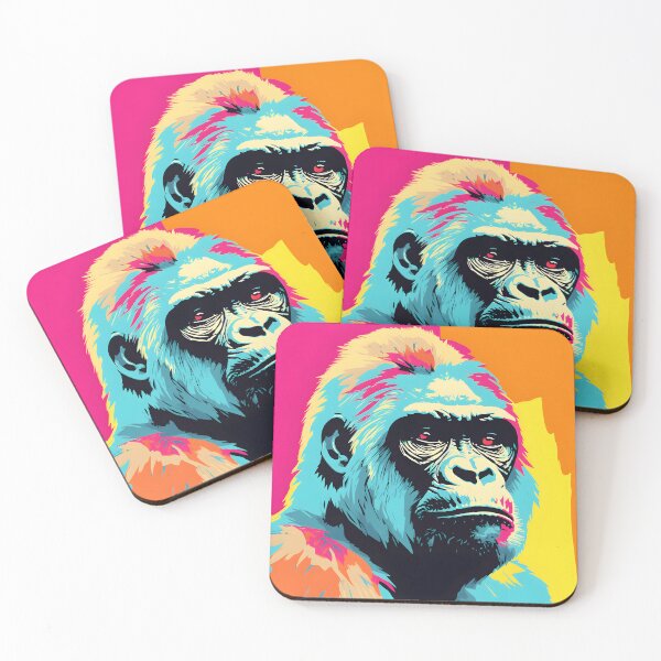 Artikelvorschau, Gorilla-Porträtkunst. Tier bunt. Tierkissen. entworfen und verkauft von formform.