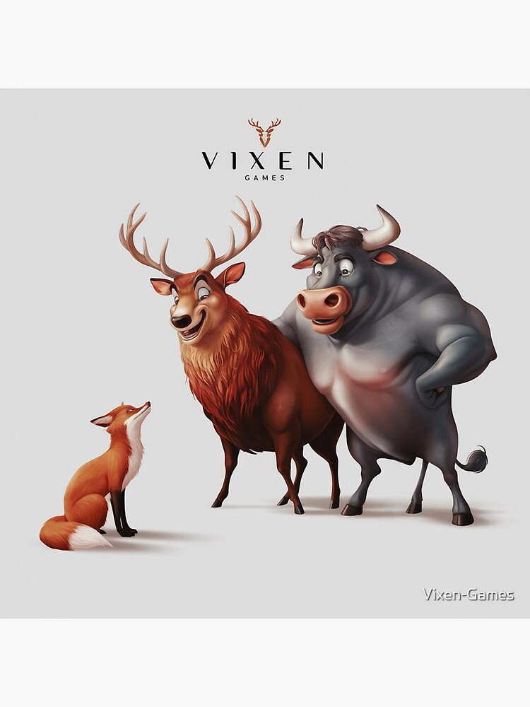 Thumbnail 3 of 3, Sticker, Vixen Toon Vixen Stag and Bull designed and sold by Vixen-Games.