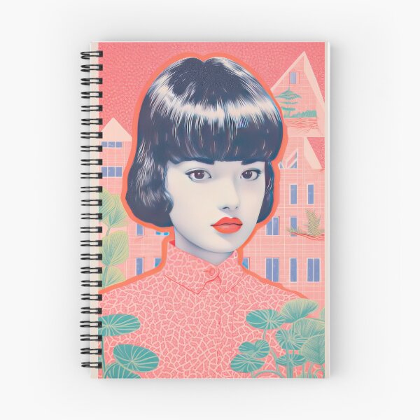 Item preview, Vintage 80s Japanese Girl Pink Lithograph  designed and sold by GulDesignCo.