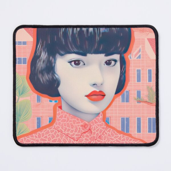 Item preview, Vintage 80s Japanese Girl Pink Lithograph  designed and sold by GulDesignCo.