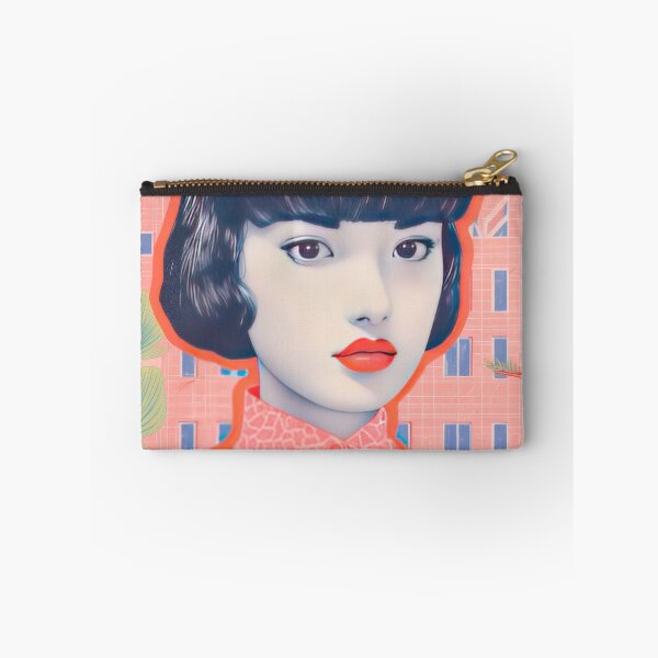 Item preview, Vintage 80s Japanese Girl Pink Lithograph  designed and sold by GulDesignCo.