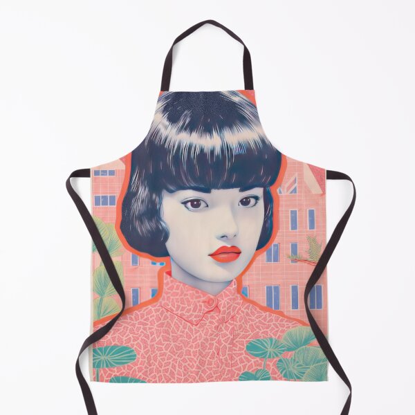 Item preview, Vintage 80s Japanese Girl Pink Lithograph designed and sold by GulDesignCo.