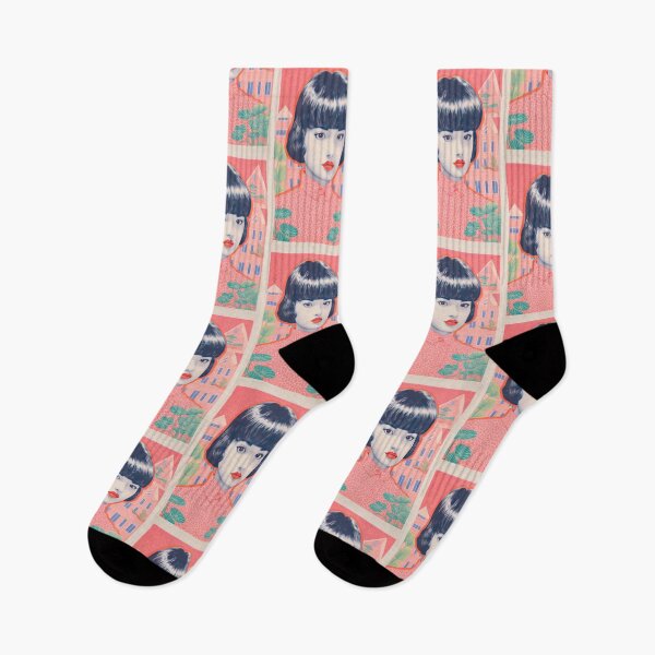 Item preview, Vintage 80s Japanese Girl Pink Lithograph  designed and sold by GulDesignCo.