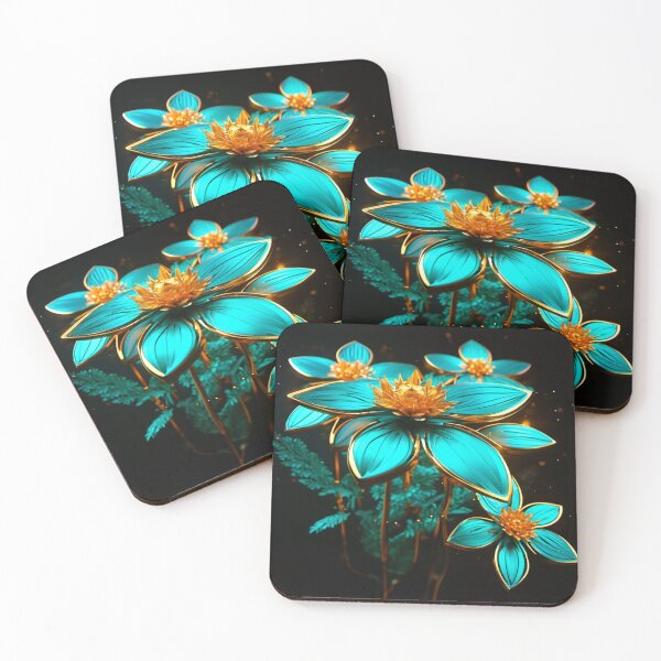 Item preview, green starry flowers edged with gold designed and sold by janjacbu.
