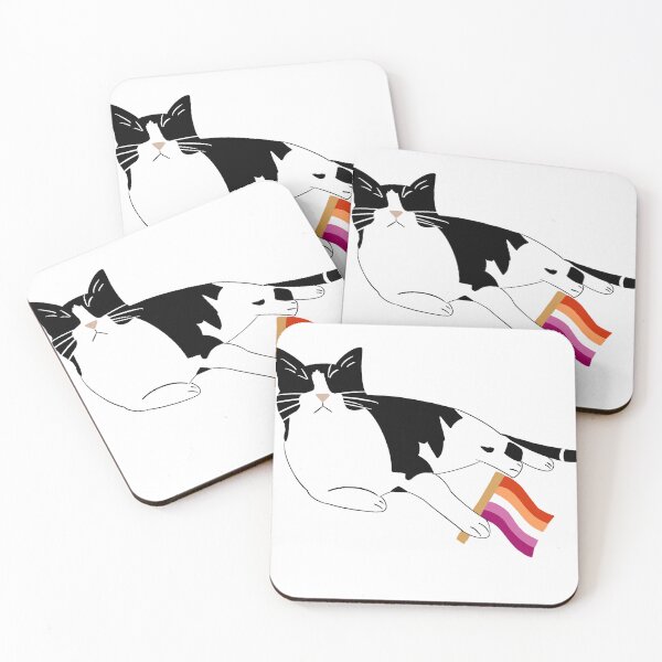 Item preview, Tuxedo Cat with Lesbian Flag designed and sold by Forgetting The World Co..