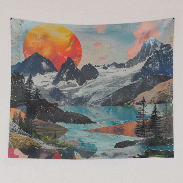 Item preview, Mixed Media Collage Mountains Scenery  designed and sold by GulDesignCo.