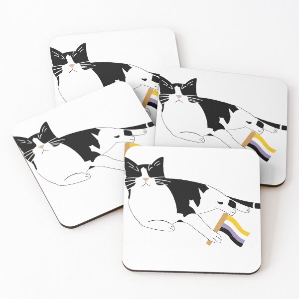 Item preview, Tuxedo Cat with Non-Binary Flag designed and sold by Forgetting The World Co..