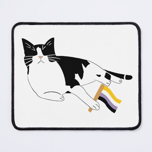 Item preview, Tuxedo Cat with Non-Binary Flag designed and sold by Forgetting The World Co..