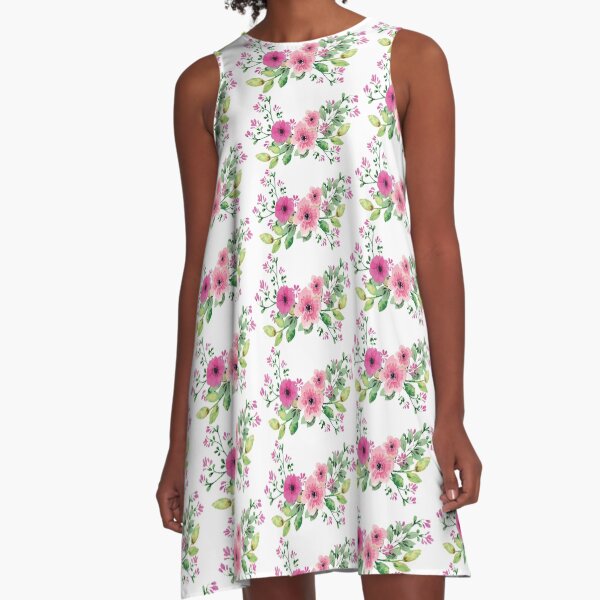 Best pink floral bouquet A-Line Dress