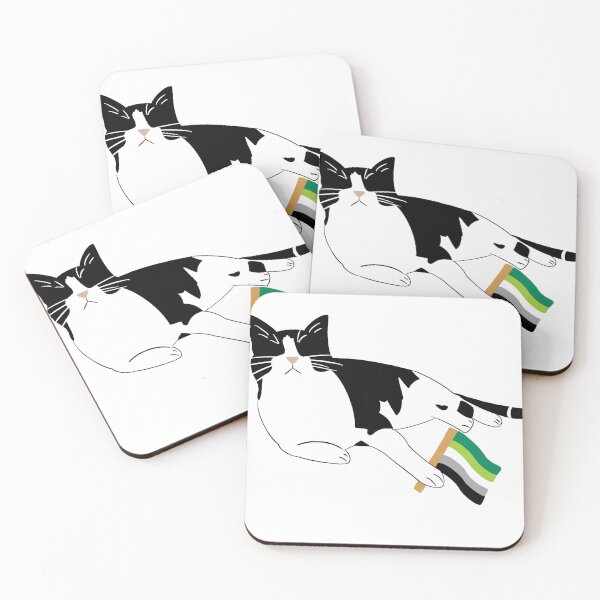 Item preview, Tuxedo Cat Aromantic Pride Flag - LGBTQ+ Cat Art designed and sold by Forgetting The World Co..