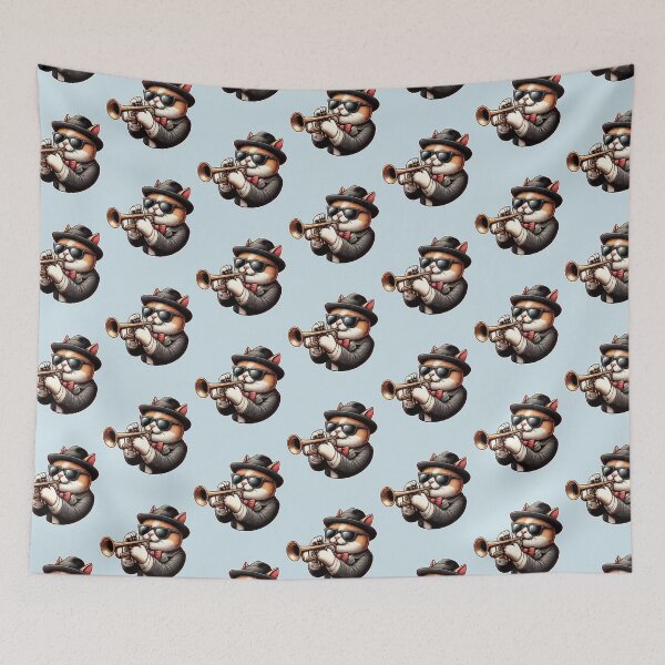 Item preview, Funny Cat Wearing Sunglasses Playing Trumpet Gift for Men Women -  designed and sold by PurpleLoveStore.