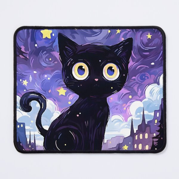 Item preview, kawaii & Cute art cat starry night go -%[ghiblis]%- flying away japan film designed and sold by Isa00j.