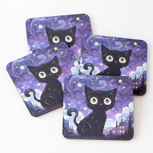Item preview, kawaii & Cute art cat starry night go -%[ghiblis]%- flying away japan film designed and sold by Isa00j.