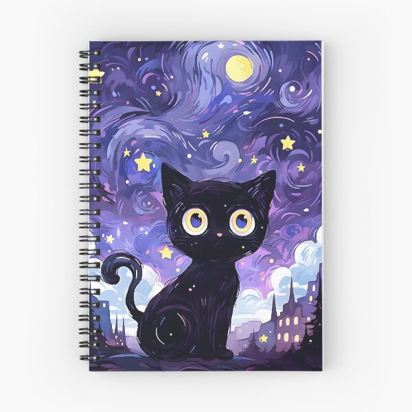 Item preview, kawaii & Cute art cat starry night go -%[ghiblis]%- flying away japan film designed and sold by Isa00j.