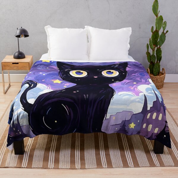 Item preview, kawaii & Cute art cat starry night go -%[ghiblis]%- flying away japan film designed and sold by Isa00j.