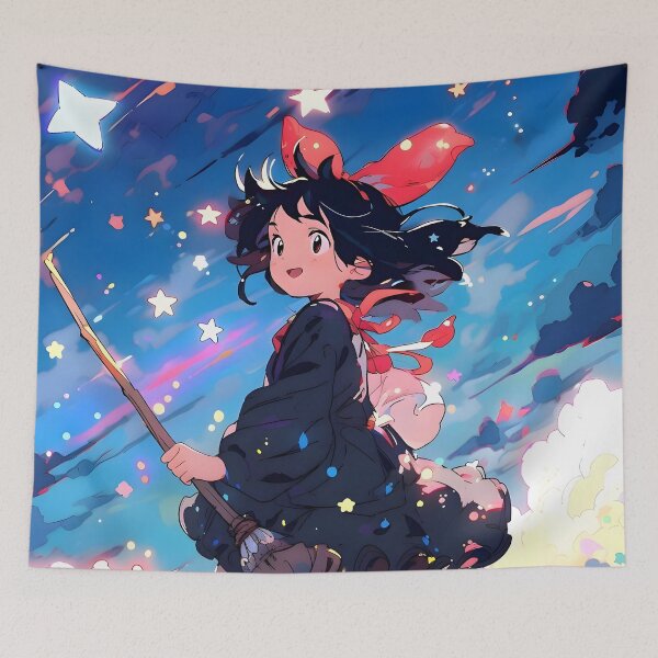 Item preview, kawaii & Cute art girl shoping -%[ghiblis]%- flying away anime film designed and sold by Isa00j.