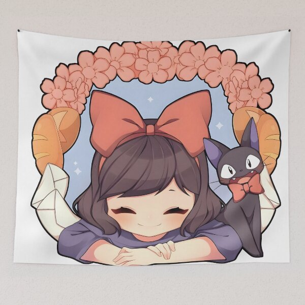 Item preview, kawaii & Cute art girl and cat -%[ghiblis]%- flying away anime film designed and sold by Isa00j.