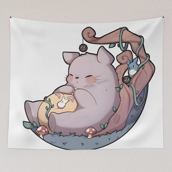 Item preview, kawaii & Cute art sleeping bear -%[ghiblis]%- flying away anime film designed and sold by Isa00j.