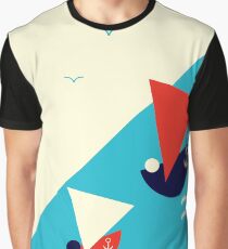 Suprematism styled nautical illustration: summer sail boat racing Graphic T-Shirt