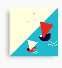 Suprematism styled nautical illustration: summer sail boat racing Canvas Print