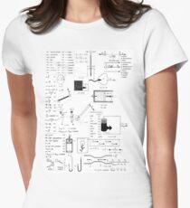 Speed, way distance, time, acceleration, velocity, displacement, acceleration, force, weight, period, radius Women's Fitted T-Shirt
