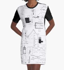 Speed, way distance, time, acceleration, velocity, displacement, acceleration, force, weight, period, radius Graphic T-Shirt Dress