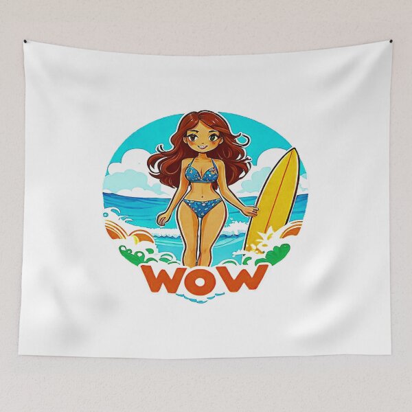 Item preview, Beautiful Summer Surfing Girl WOW beach factor. designed and sold by Giulivo Store Graphic.