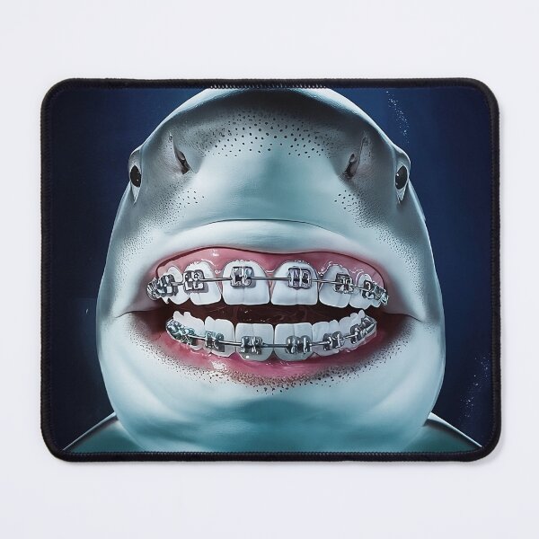 Item preview, Smiling Shark with Braces - A Surreal Underwater Delight designed and sold by Pro AguiZoul Art.