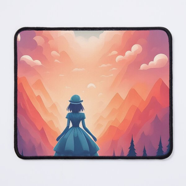 Item preview, Girl Facing the Mountains Colorful Silhouette Landscape designed and sold by Karianne Potter.