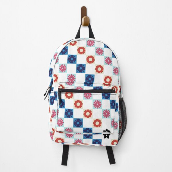 Item preview, Floral checkerboard, composition of graphic tiles designed and sold by MagdaKlosArt.