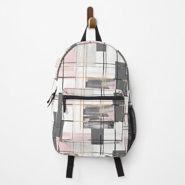 Item preview, Aesthetic City Girl - Chic Urban Colorful Print with Gold Grey & Pink Checkered Bloks- High Contrast designed and sold by eluxyumdecor.