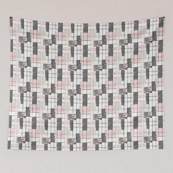 Item preview, Aesthetic City Girl - Chic Urban Colorful Print with Gold Grey & Pink Checkered Bloks- High Contrast designed and sold by eluxyumdecor.
