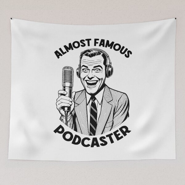 Item preview, Almost Famous Podcaster Funny Podcast Host Retro Microphone designed and sold by GrandeDuc.