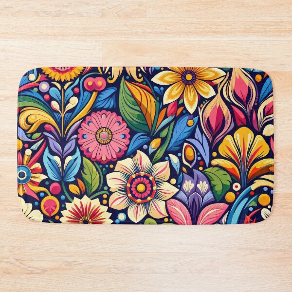 Item preview, Multicoloured Scandinavian Folk Art floral pattern  designed and sold by FOLK ART FUSION.