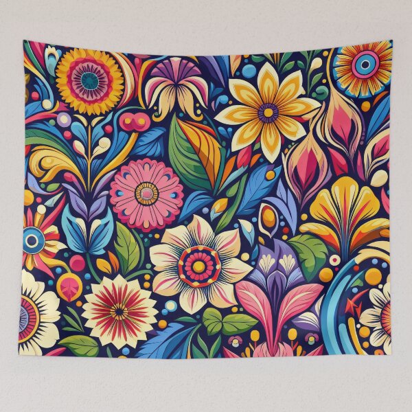 Item preview, Multicoloured Scandinavian Folk Art floral pattern  designed and sold by FOLK ART FUSION.
