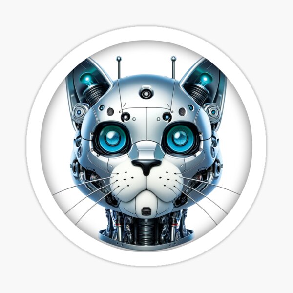 Cute Robot Cat Face Sticker