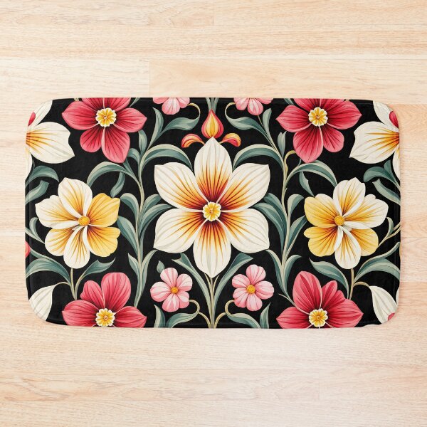 Item preview, Art Deco Inspired Red and Yellow Primrose Floral Pattern designed and sold by Petalandfur.