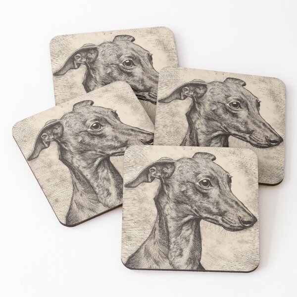 Item preview, Italian greyhound portrait drypoint engraving designed and sold by vetustestudi.