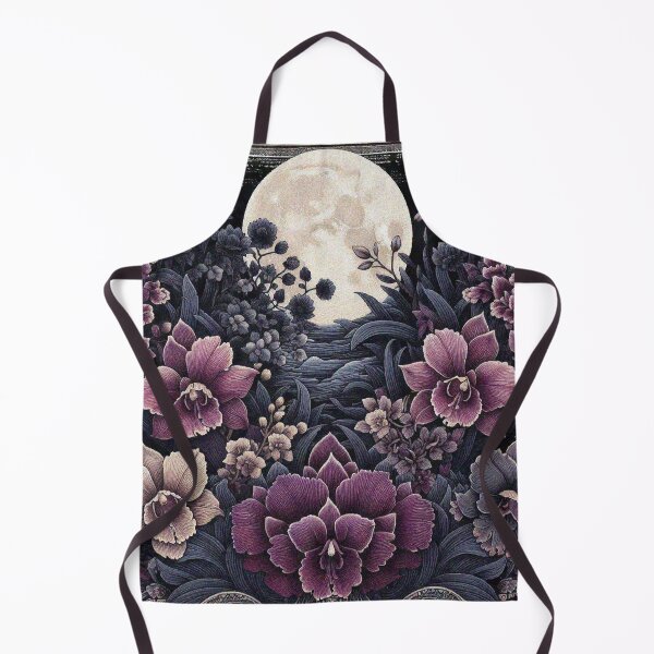 Item preview, Black and Dark Purple Orchids basking in full moonlit designed and sold by Illuministique.