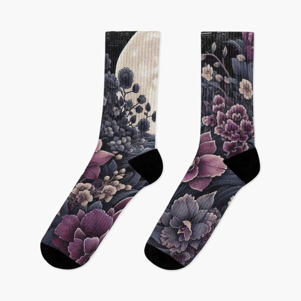 Item preview, Black and Dark Purple Orchids basking in full moonlit designed and sold by Illuministique.