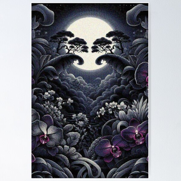 Item preview, Eerie Night of Mysterious Dark Purple Ochids designed and sold by Illuministique.
