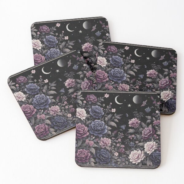 Item preview, Vibrant and Dark color Carnation Flowers at night garden designed and sold by Illuministique.