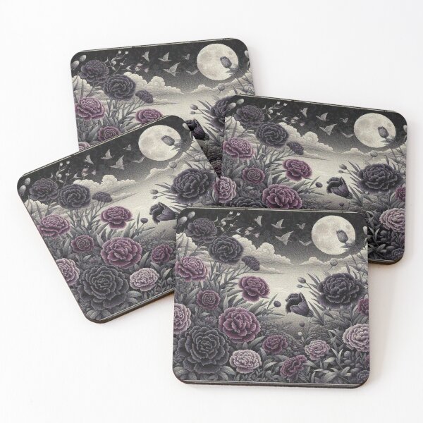 Item preview, Dark Carnation Flowers in Black and White Night Sky designed and sold by Illuministique.