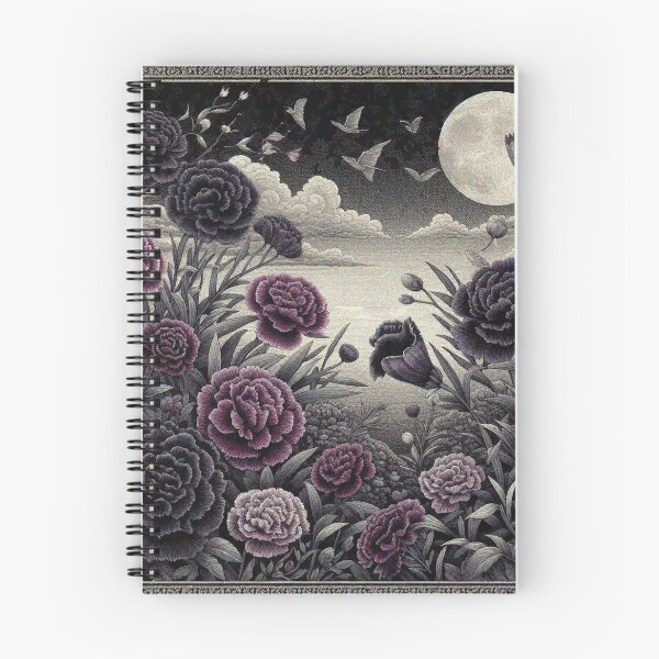 Item preview, Dark Carnation Flowers in Black and White Night Sky designed and sold by Illuministique.