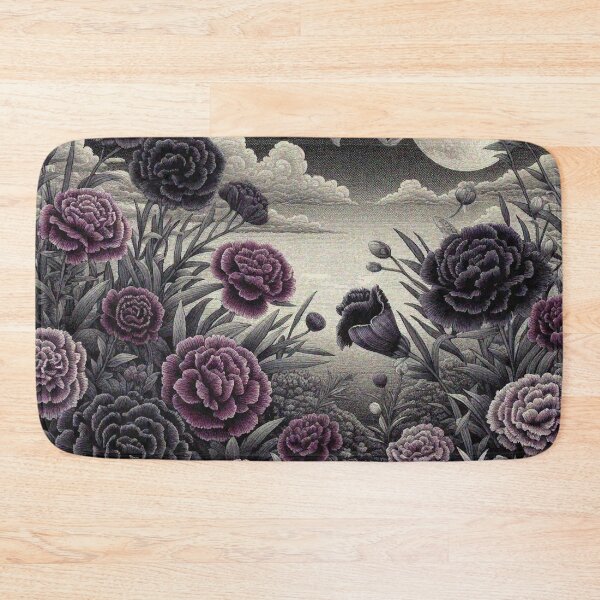 Item preview, Dark Carnation Flowers in Black and White Night Sky designed and sold by Illuministique.