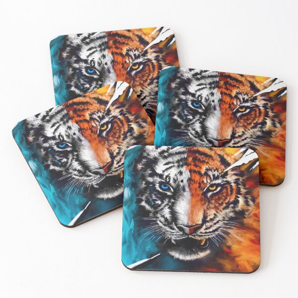 Item preview, Fire and Ice, Yin And Yang Abstract Tiger designed and sold by Artbythree.